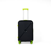 Checked 20kg urban voyager trolley luggage bag with black and green design, perfect for travel and carry-on.